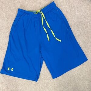 Under Armour Blue Athletic Shorts w/ Neon Trim and Pockets | Size S |